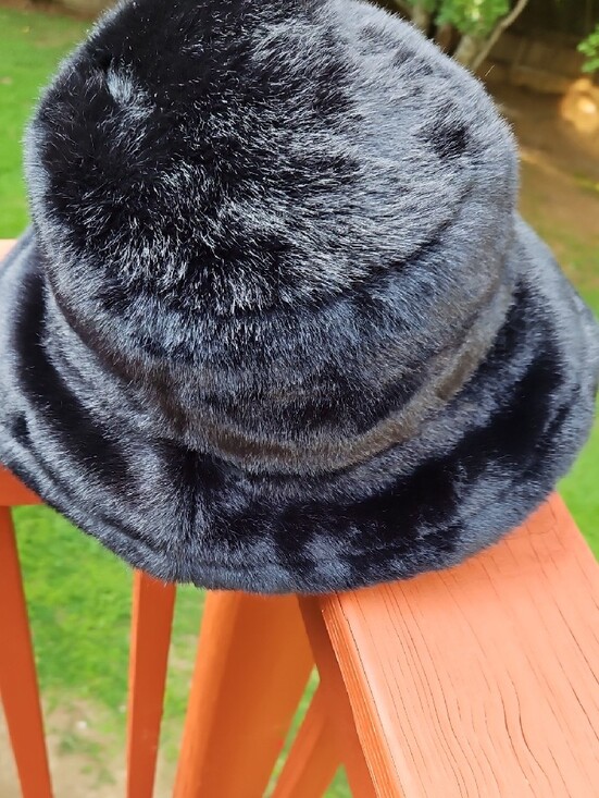 ASOS Accessories - NWOT ASOS Design Black Faux Fur Roll Back Bucket Hat Size M-L